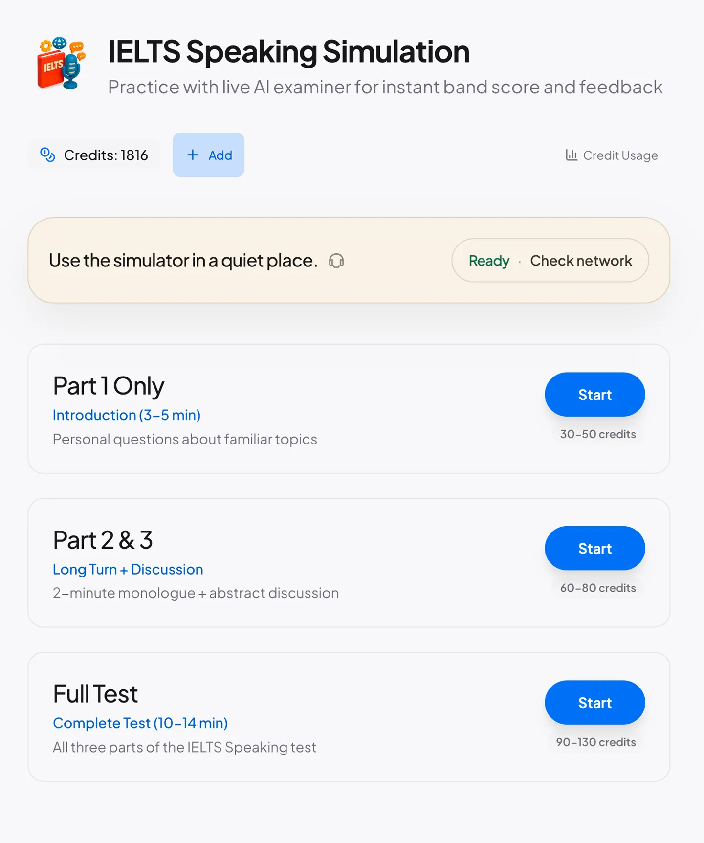 Flexible Practice Modes view 1