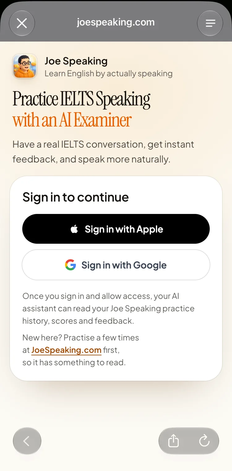 Sign in to Joe Speaking